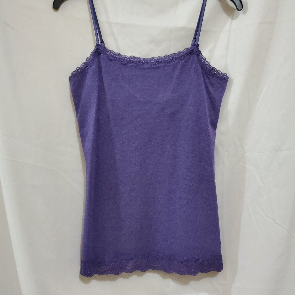Sonoma Vintage ‘90s Soft Purple Lace Trim Shelf Bra Cami Top Size Medium